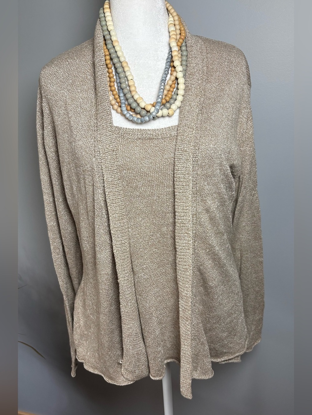 Eileen Fisher Linen Blend Tank Cardigan Set L